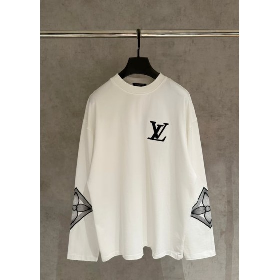 Louis Vuitton long-sleeved sweatshirt/T-shirt, heavyweight 340g double yarn fabric.